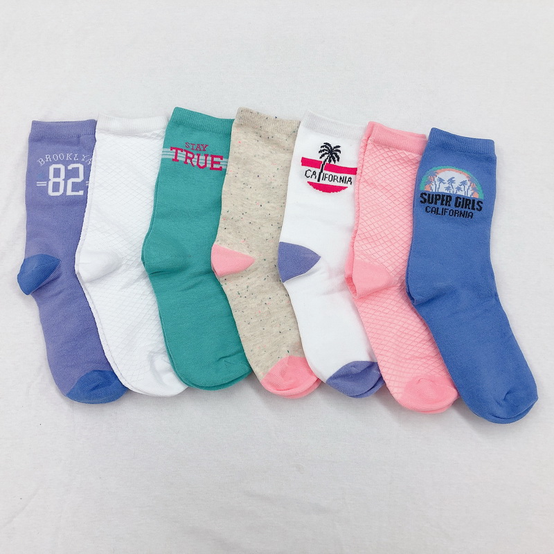 7pk girl jacquard sock within plastic zipper bag