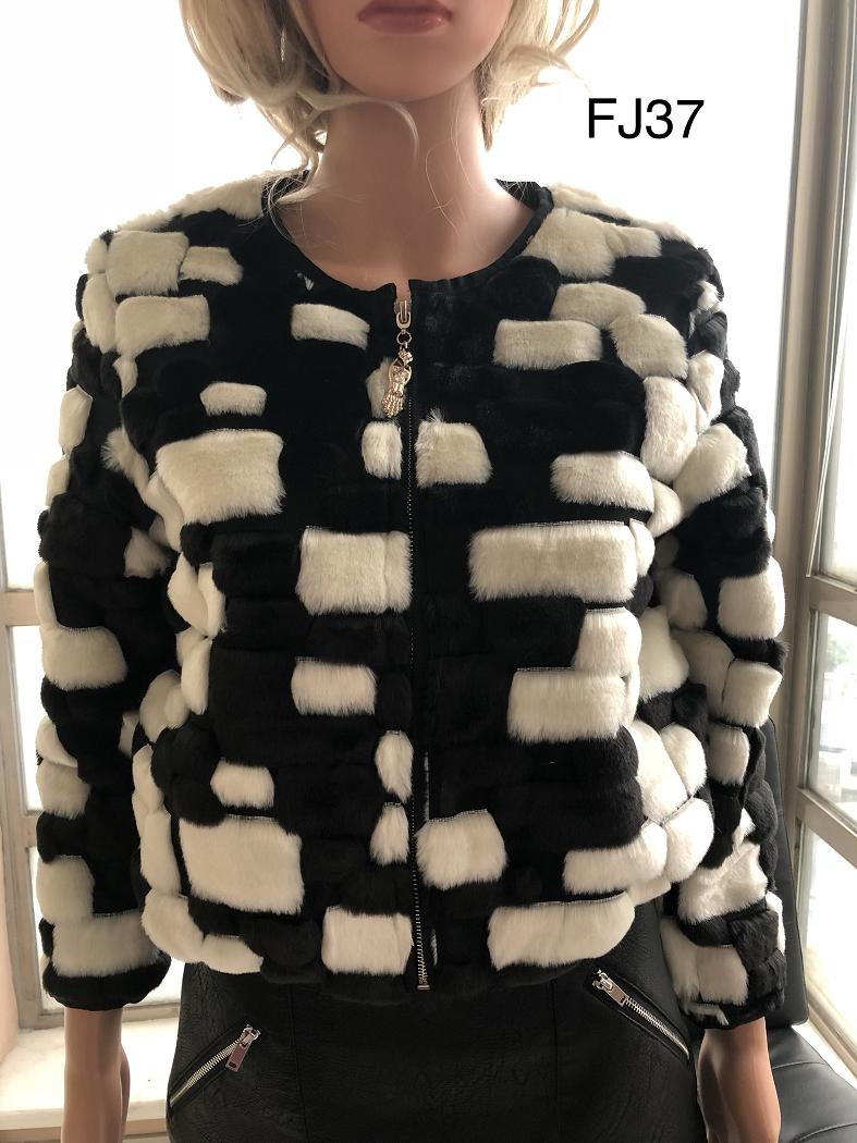 Ladies Jacquard Faux Fur Jacket