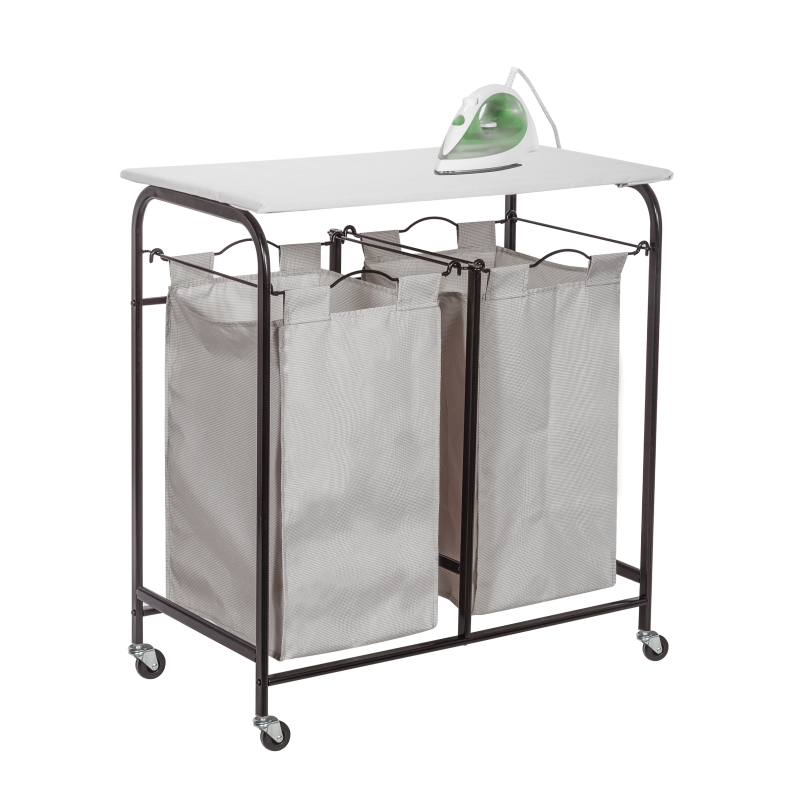 2 compartment laundry center with ironing board