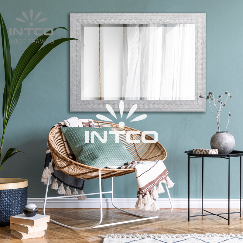 Embossed Wood Finish Wall Mirror Frame