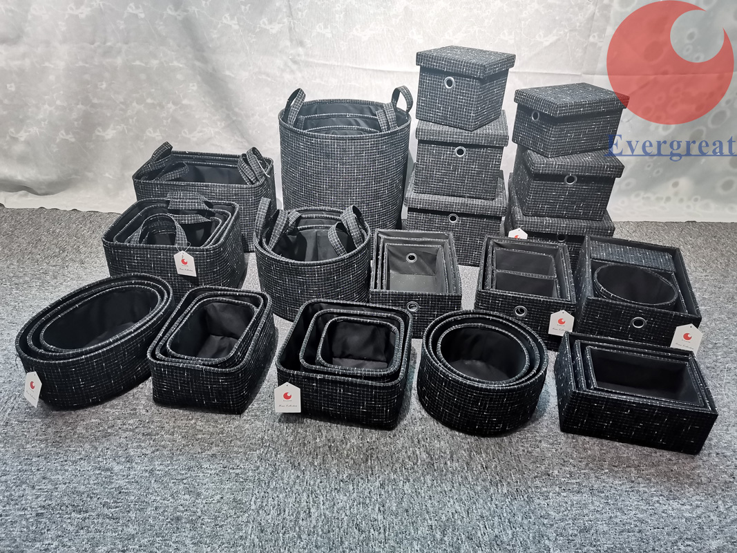Black fabric weaving storage
