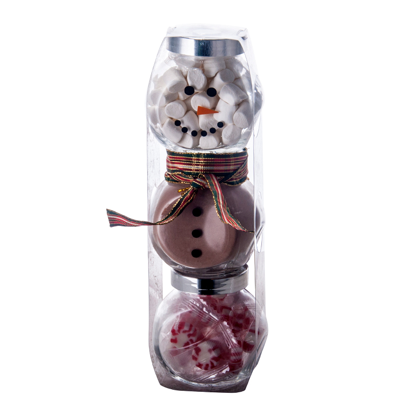 Snowman Cocoa Jars Plaid Scarf