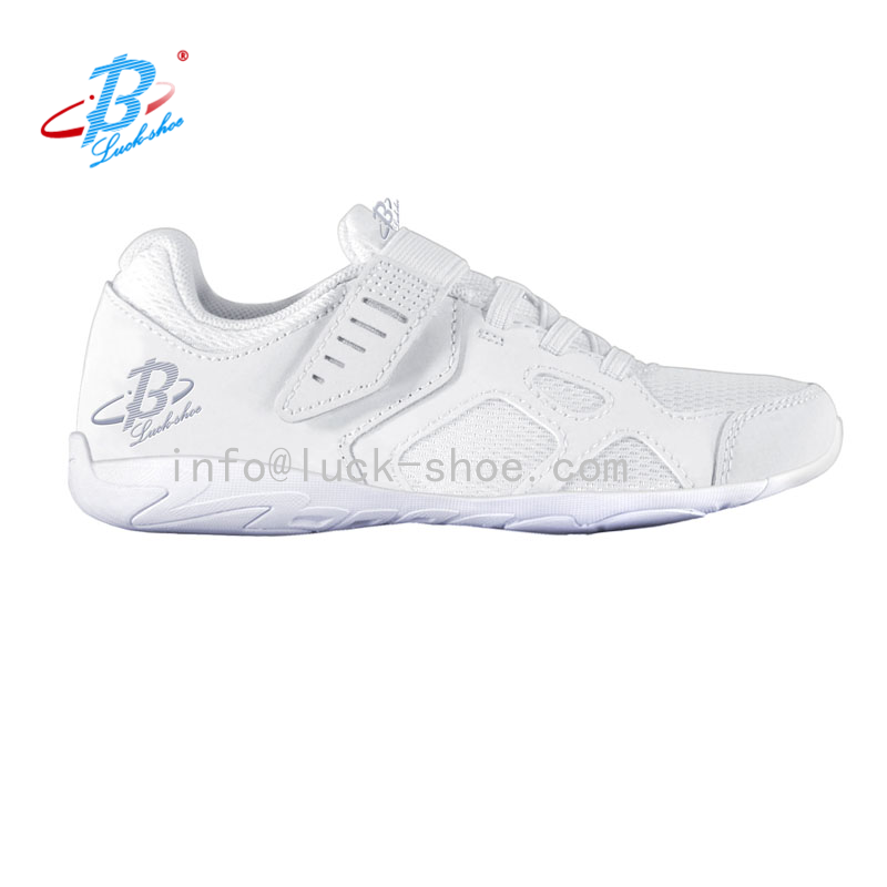 Factory Custom White Leather Fashion Mesh Cheering Dance Sport Shoe Flexible Gymnastic Cheer Cheerleading Shoes