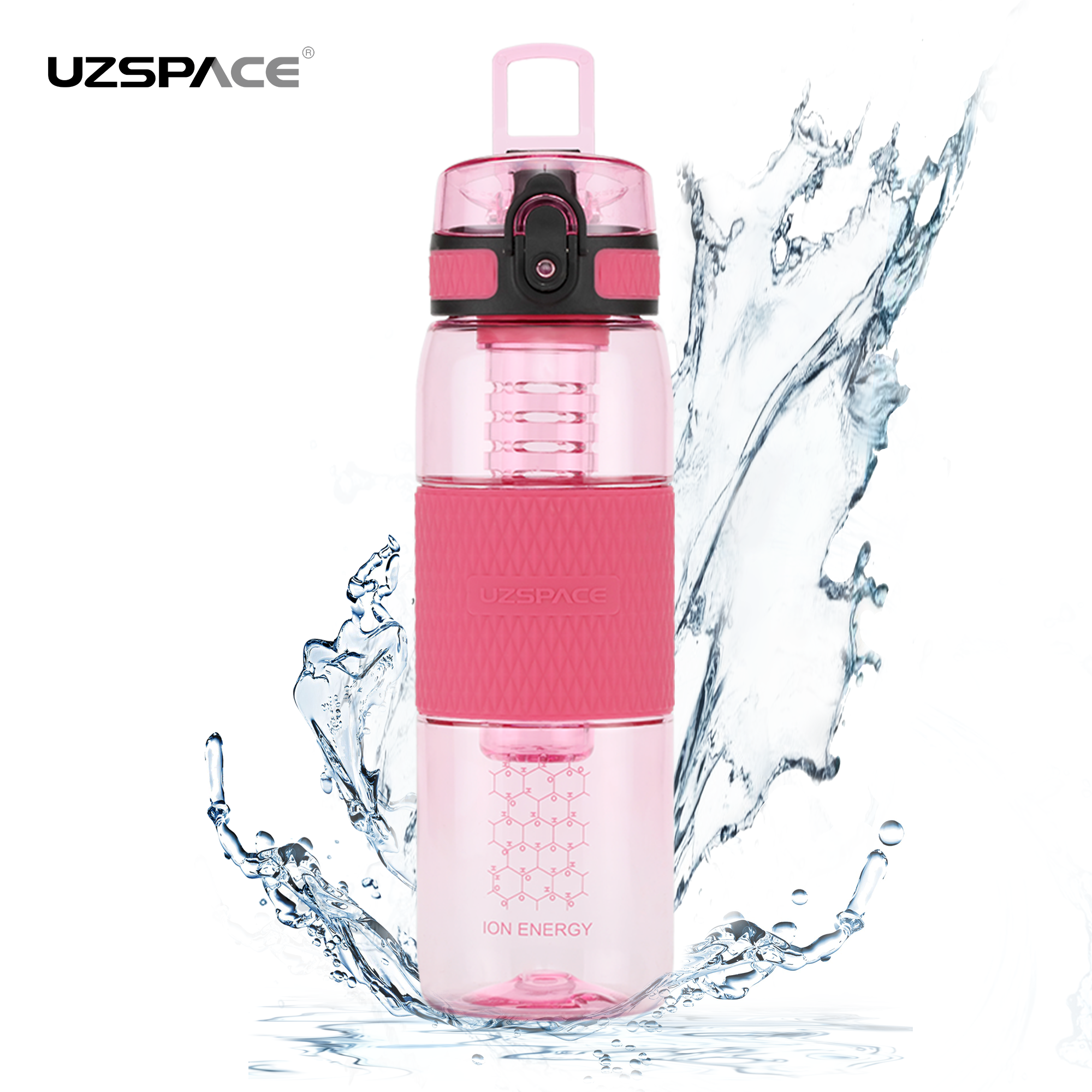 UZSPACE 530ml Tritan BPA free No Smell Leakproof Plastic Water Bottle with infuser