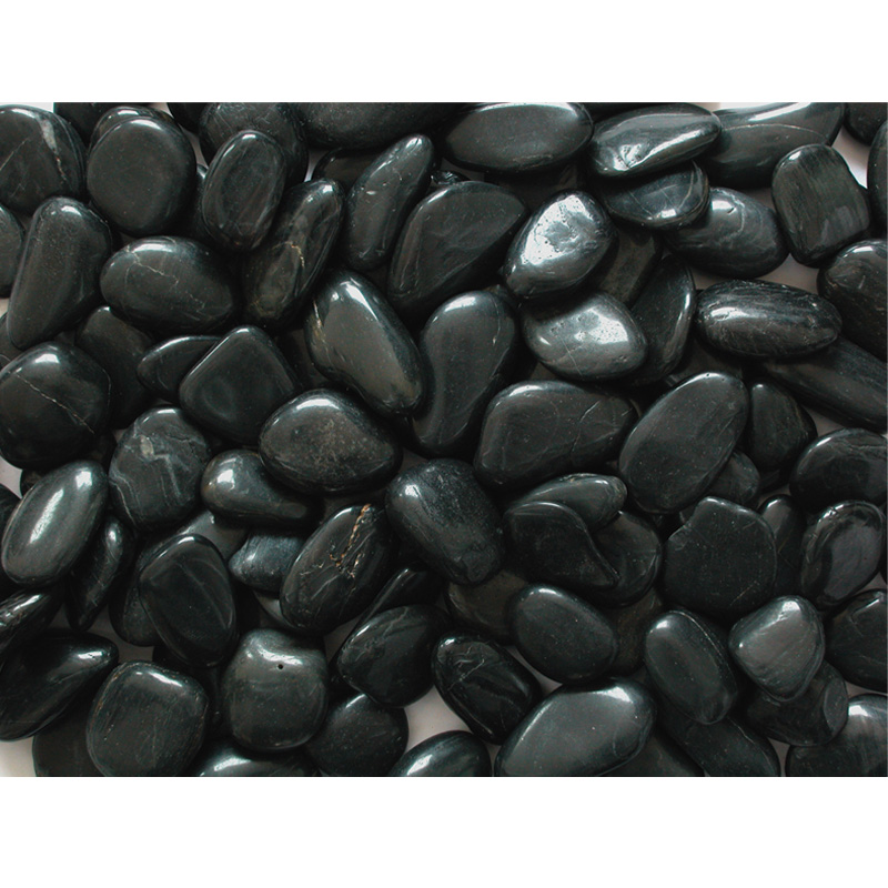 Black color high polished pebble stone
