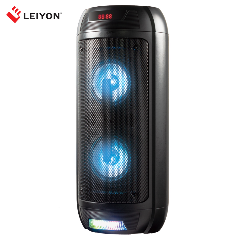 30W Double 8 inch Bluetooth Speaker D08E RGB Lighting Portable Wireless Bluetooth Party Speaker