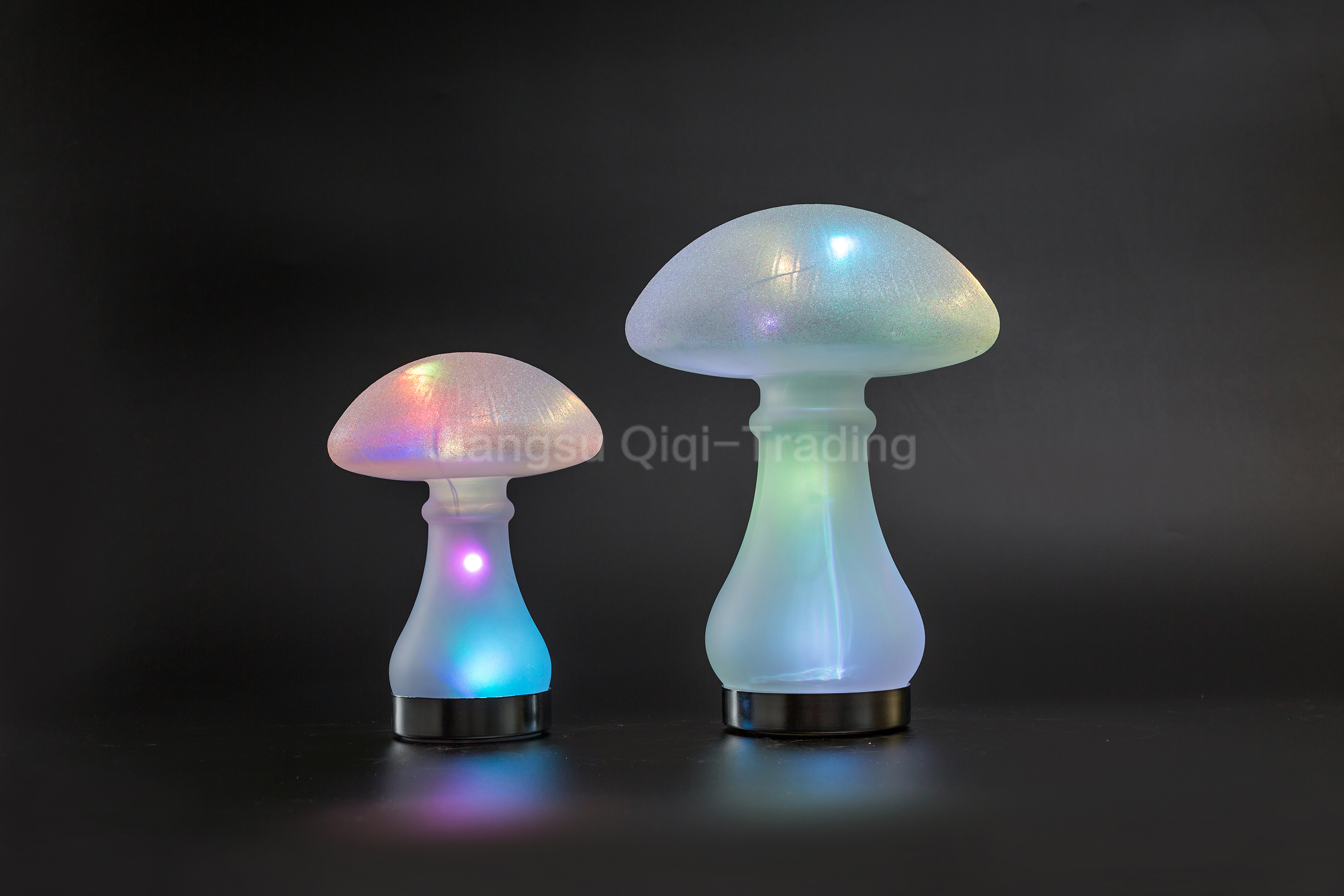 White Shining Mushroom Shape LED Glass Candle Holder，LED Home Decoration