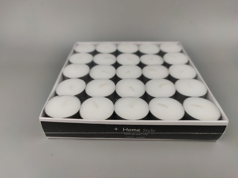 S/50 white tealights in aluminium cup