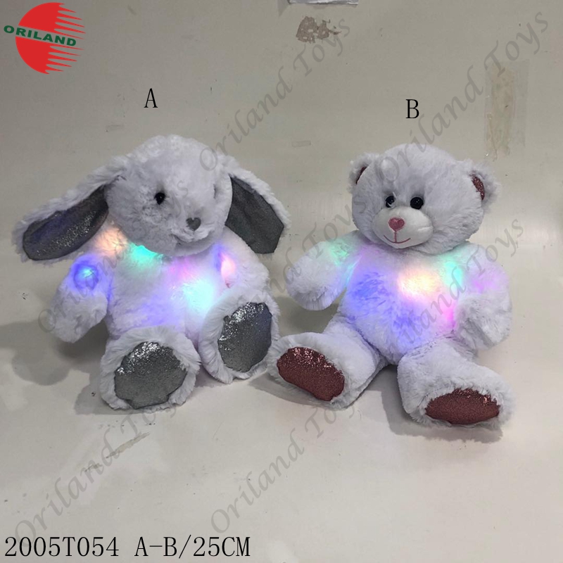 Led cute soft stuffed rabbit animal custom bear plush toys for kids manufacturer