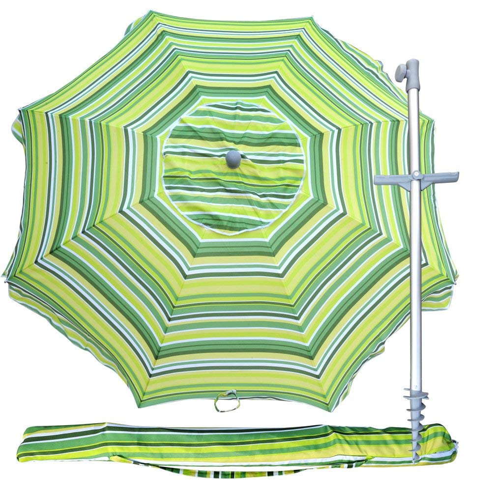 Top 10 Sun and rain Sun protection 8 steel ribs aluminum beach umbrella with screw end anchor