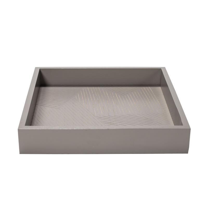 Hand-carved Wooden Tray/ Grey Wooden Tray
