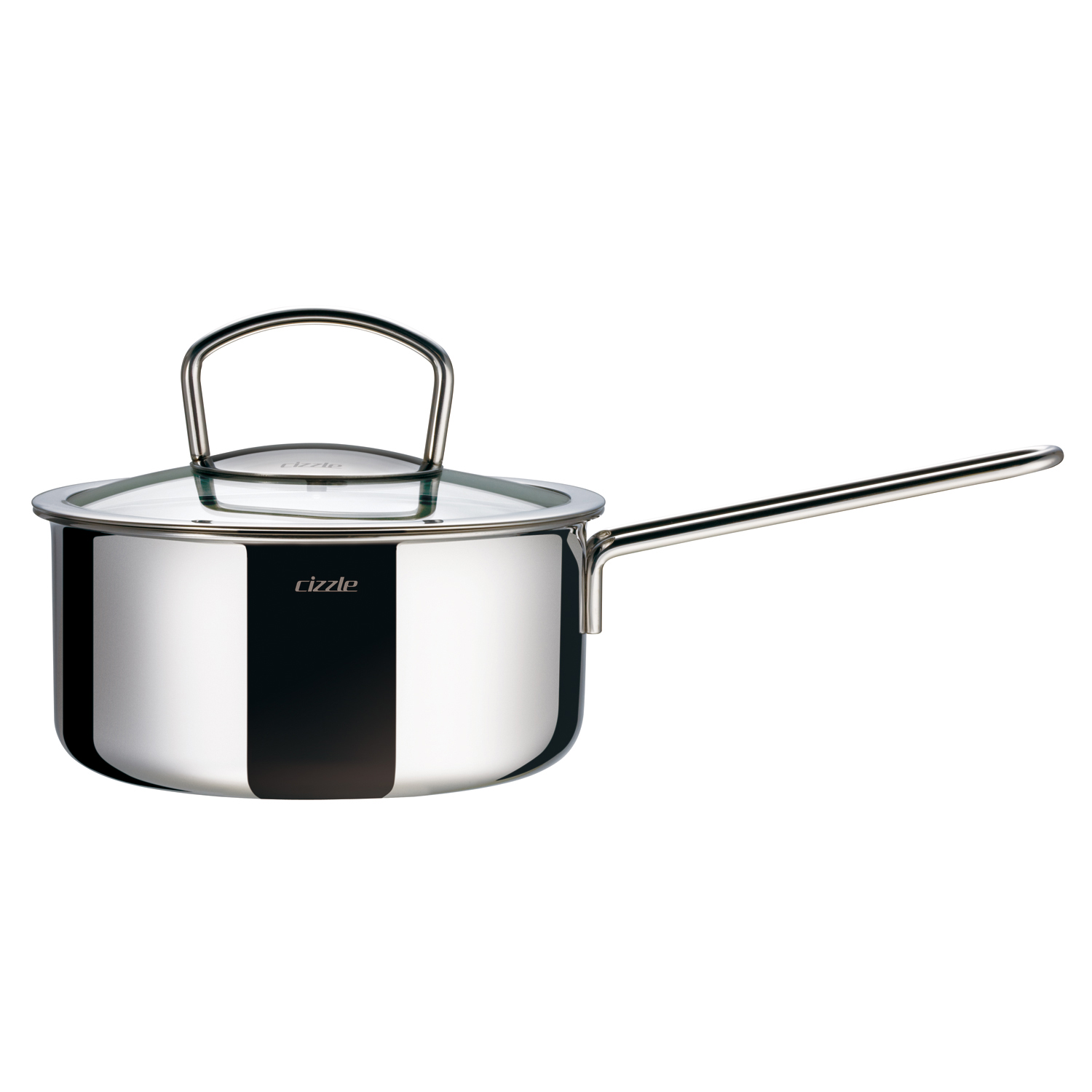 5-ply long handle sausepan with glass lid 18cm