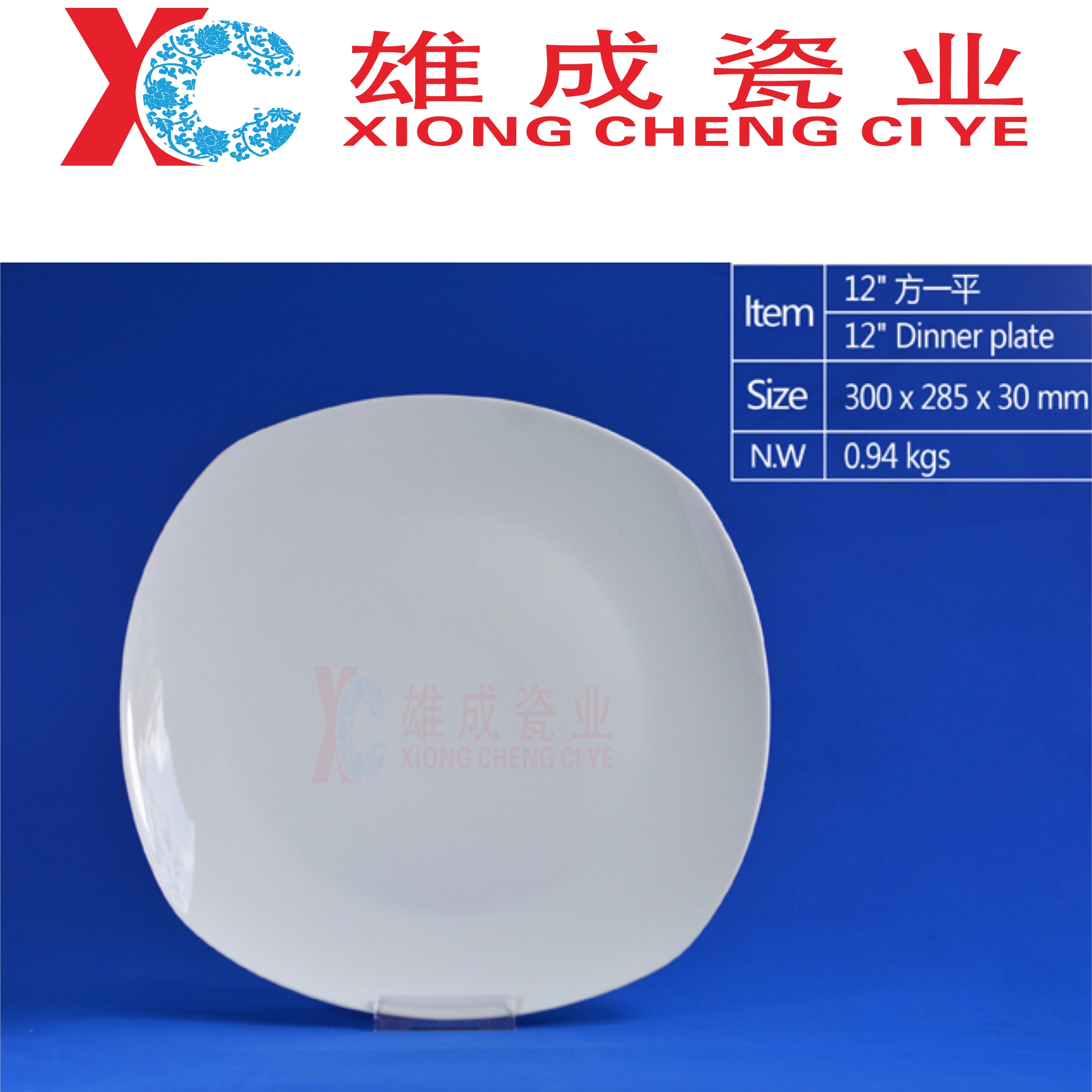 12‘’ square dinner plate