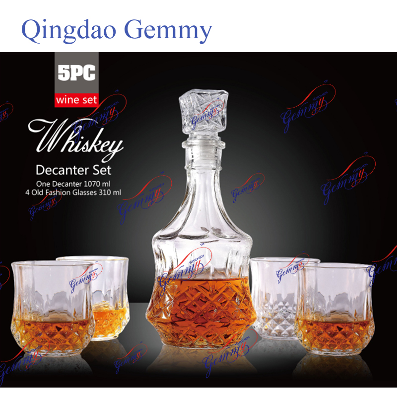 5PCS Whisky Glass bottle + Wine Cup set