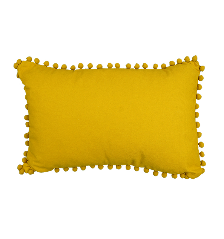 Canvas Cushion with pom pom fringe