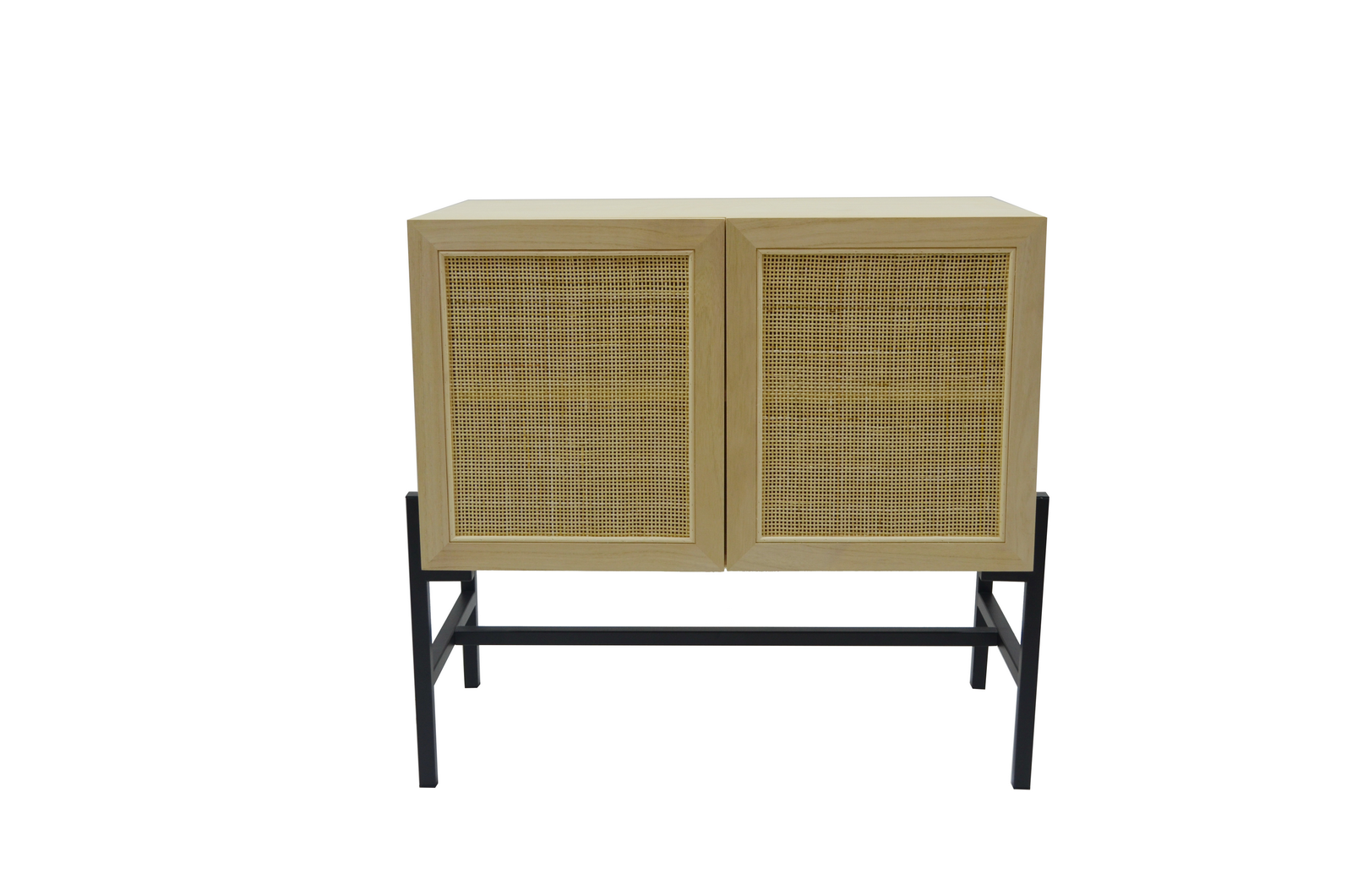 rattan storage cabinet with ironwork foot