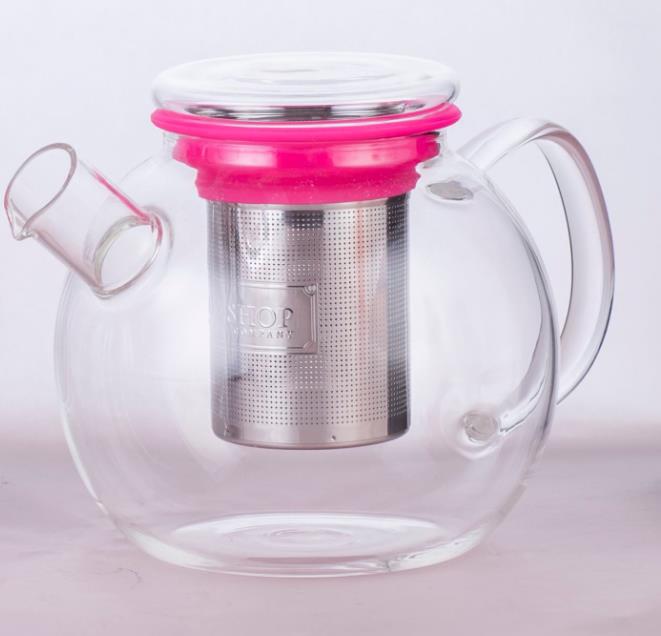 Glass tea pot with stainless steel filter