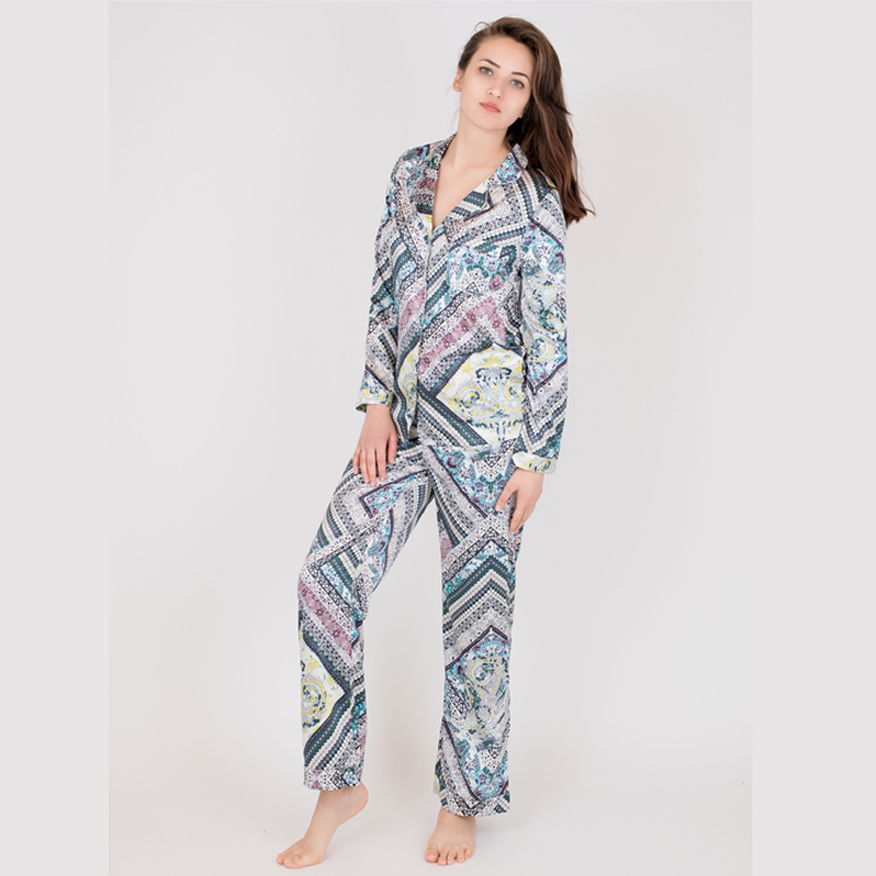 print elastane satin pajama
