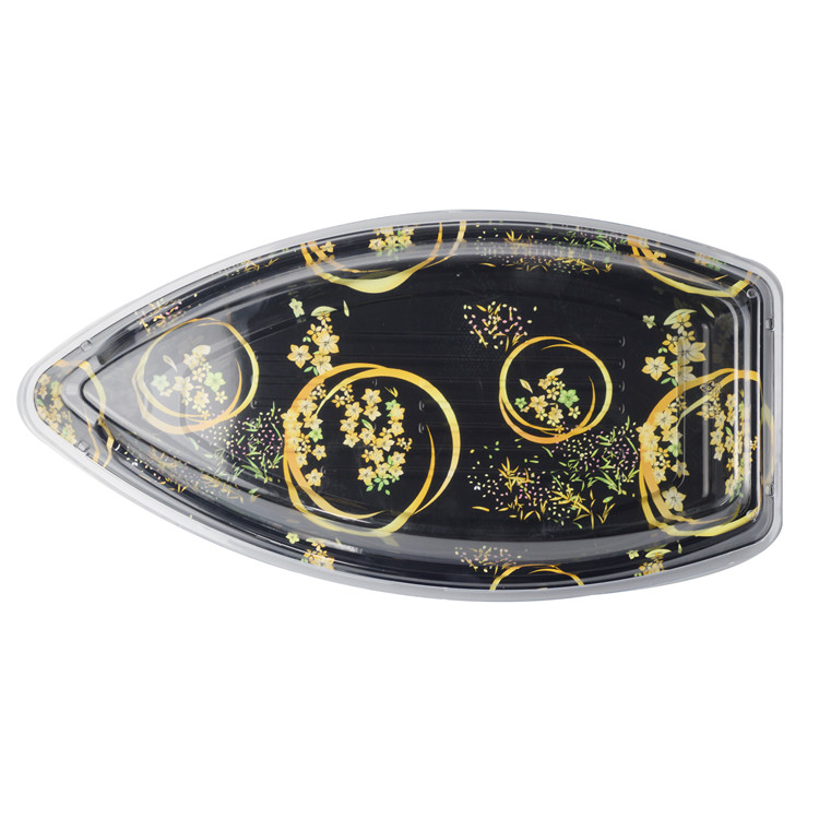 SM1-7103SYH-BK Disposable Japanese Sushi Boat Plastic Food Container Sushi Container