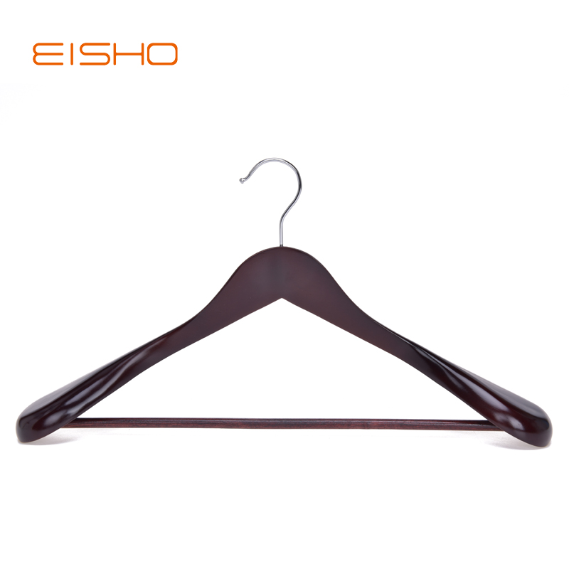 Wooden coat hanger with bar