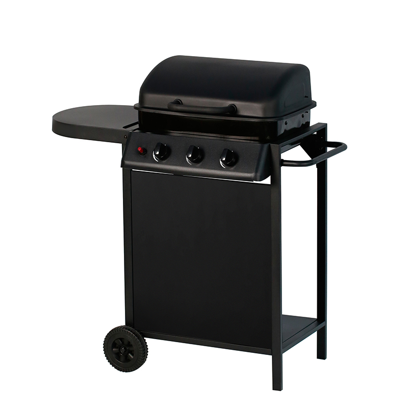 3 burner gas grill with steel door