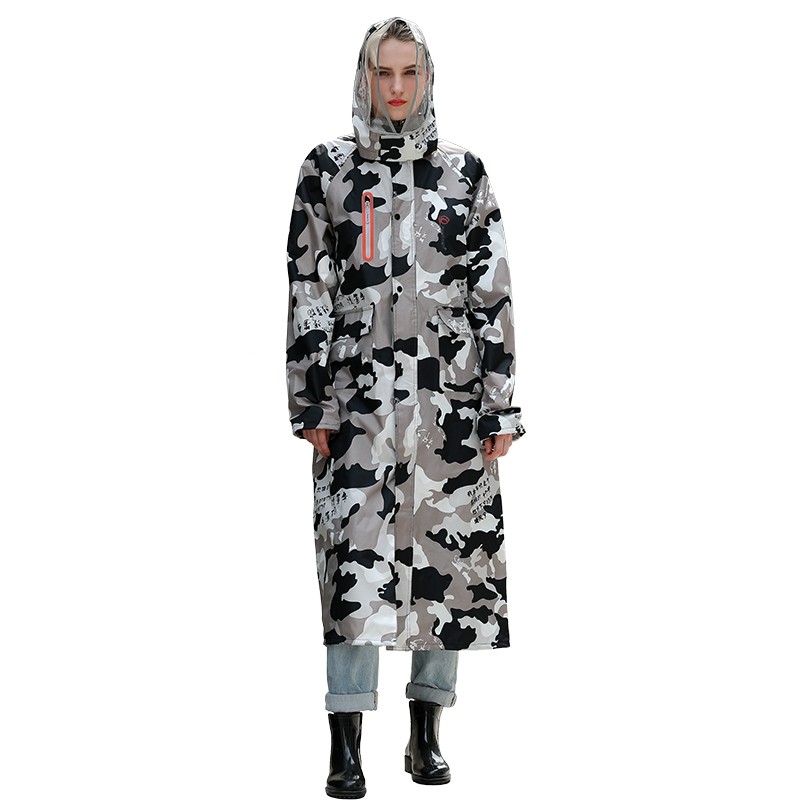 Rainfreem Long Windproof Raincoat Fashion Camouflage Clear Transparent Visor Cloak Raincoats