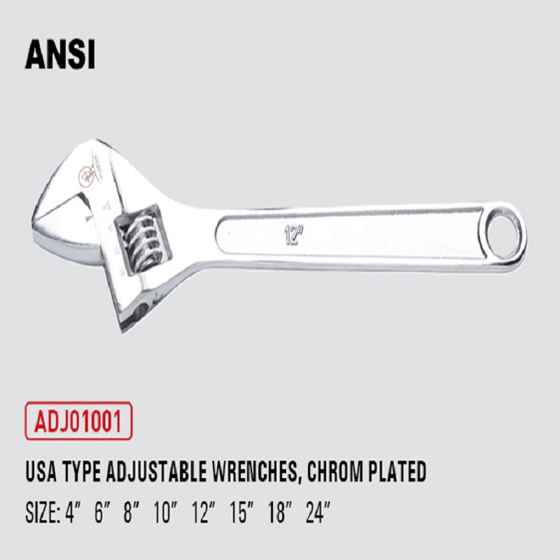 Usa Type Adjustable Wrenches, Chrome Plated