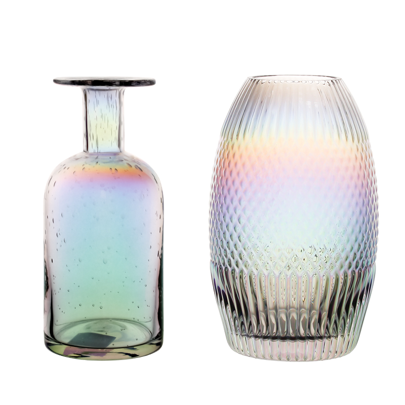 Colorful plating glass vase