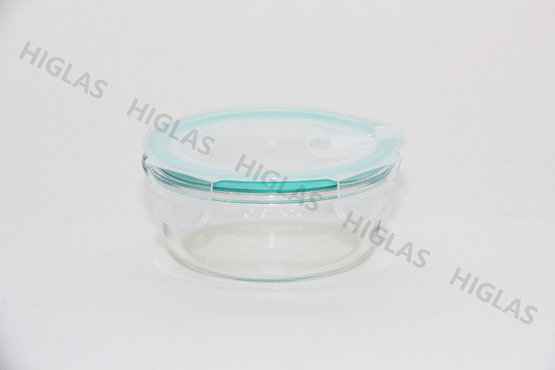 0.95l/0.6l/0.4l Round Borosilicate Glass Food Container With Corner Vent Pp Lid