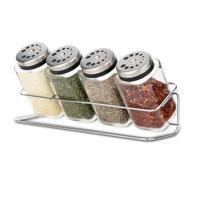 sinoglass 4 Jars Spice Rack Set