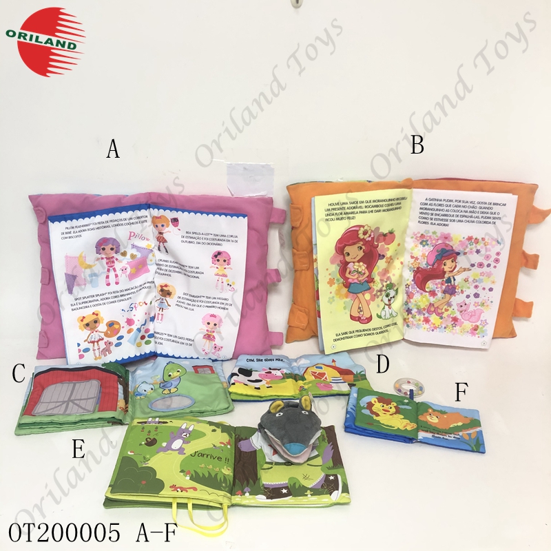 Education story book kids cloth books square shape peach rattale