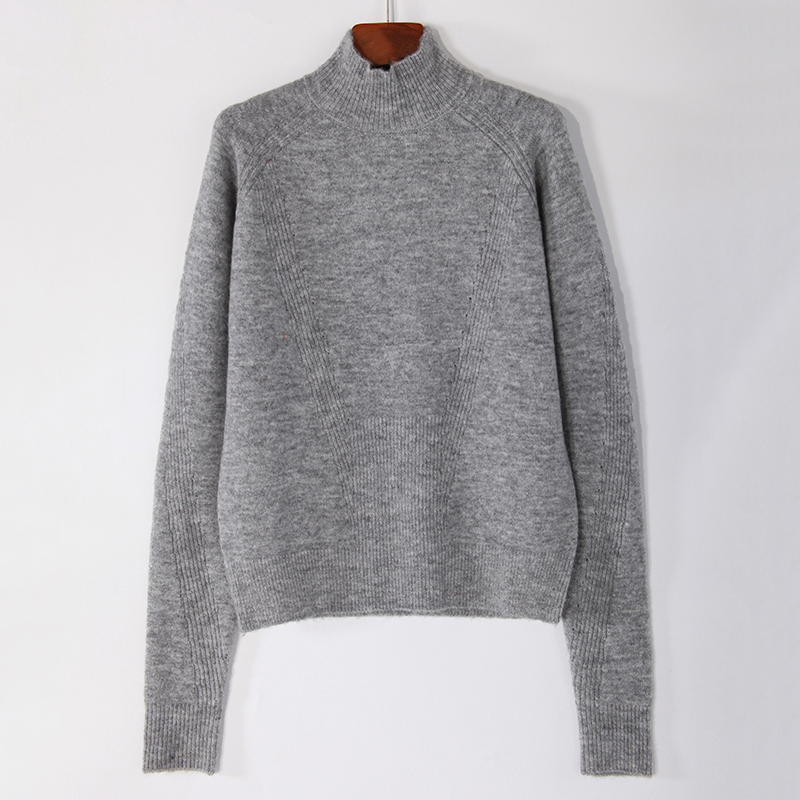 women knitted pullover with half neck