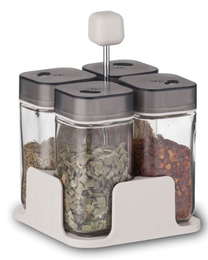 Sinoglass 4 Jars Spice Rack Set