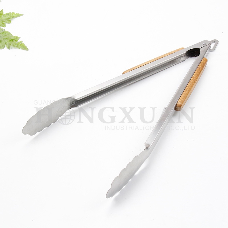 Stainless Steel Food Tong With Wood Handle