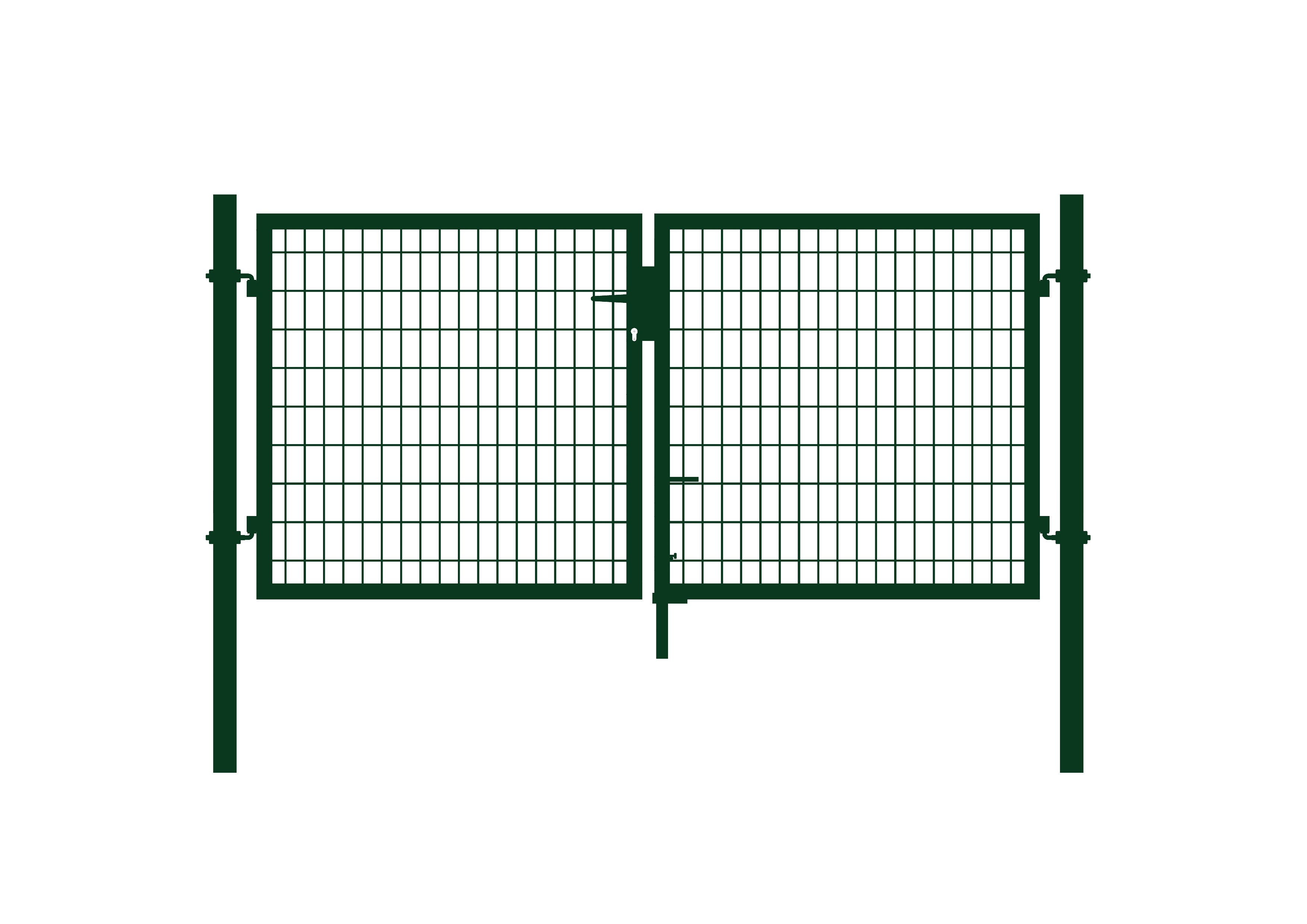 Wire Mesh Fence Double Gate Green Pvc Coated Europe Economy Garden Gate With Safty Lock Round post