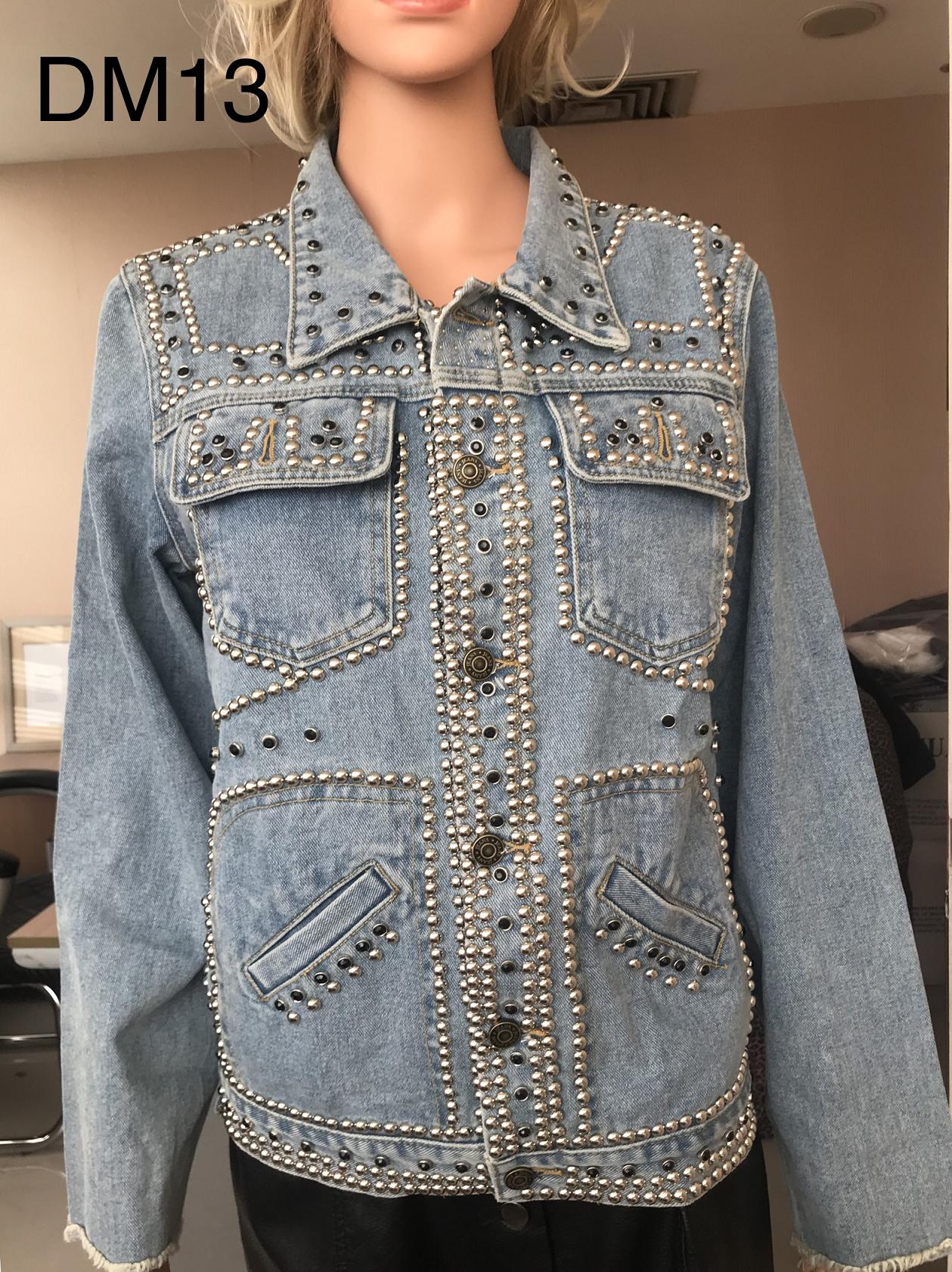 Ladies Print Embroidered Beaded Denim Jacket