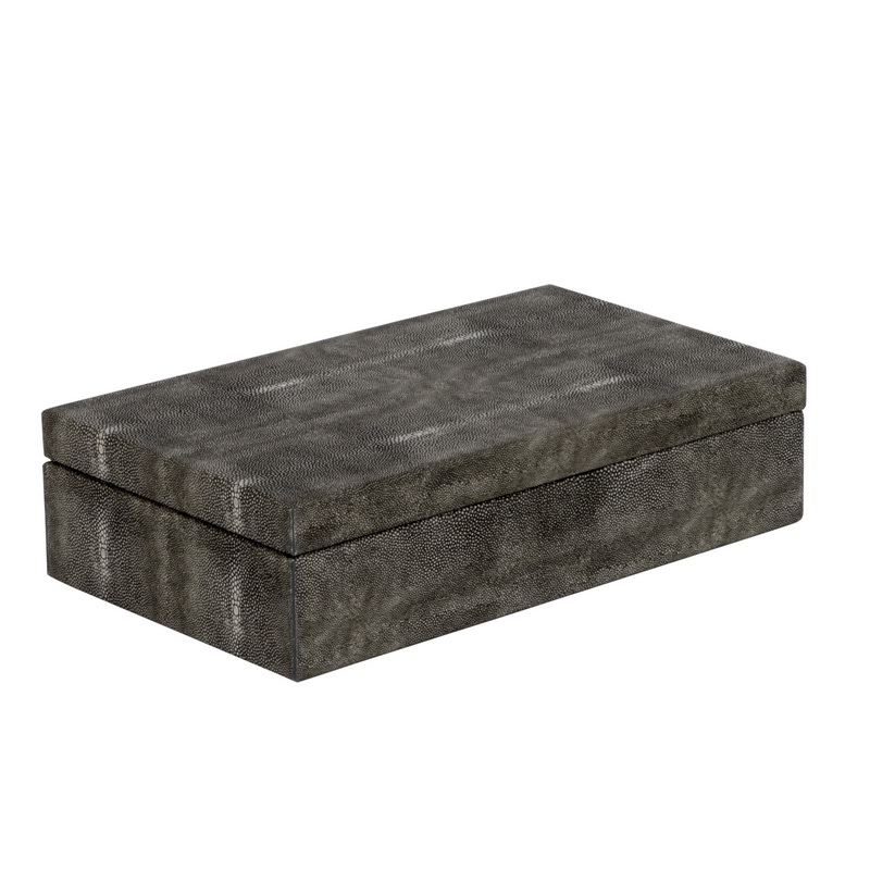 Grey Decorative Box / Wooden Box with Dark Grey Shagreen Pattern / Hand-made