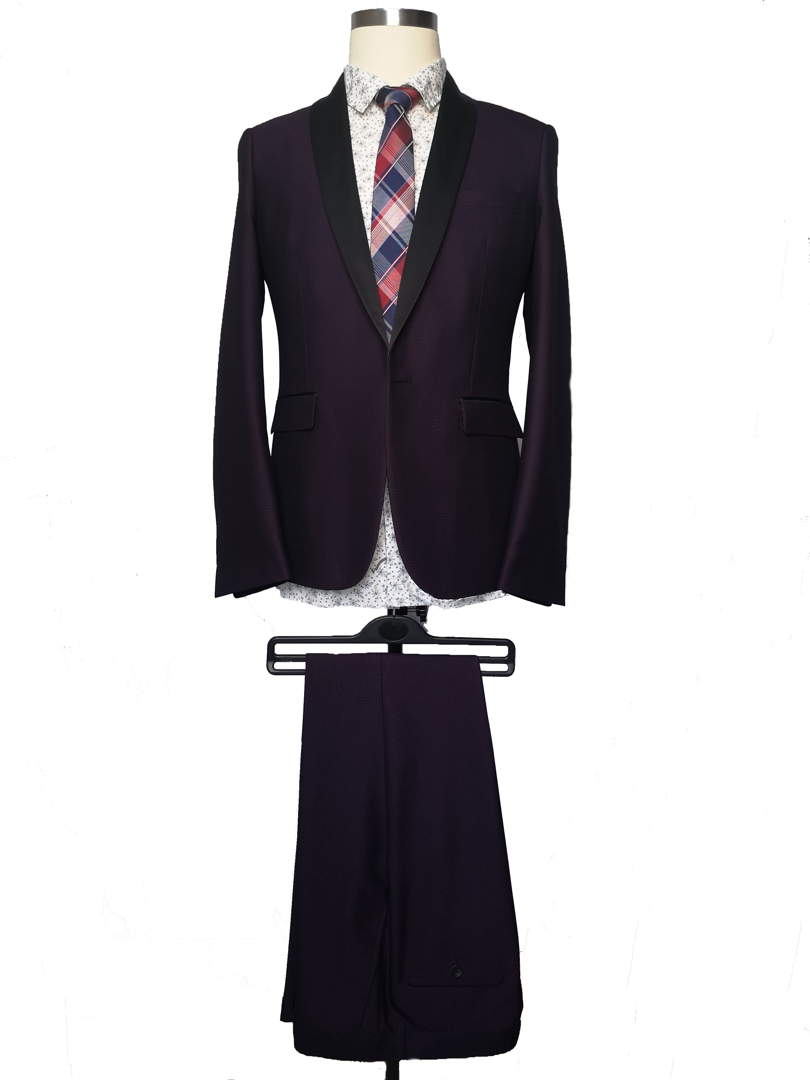 Wine Red Jacquard Regular Fit Men’s Tuxedo Suits