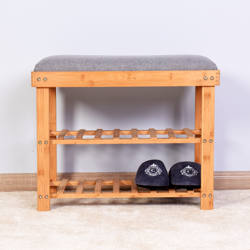 Bamboo bench with shoe rack & storage unit