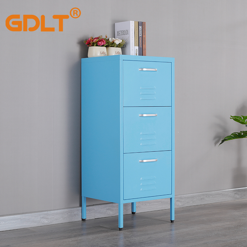 Household simple high-legged steel three-drawer locker