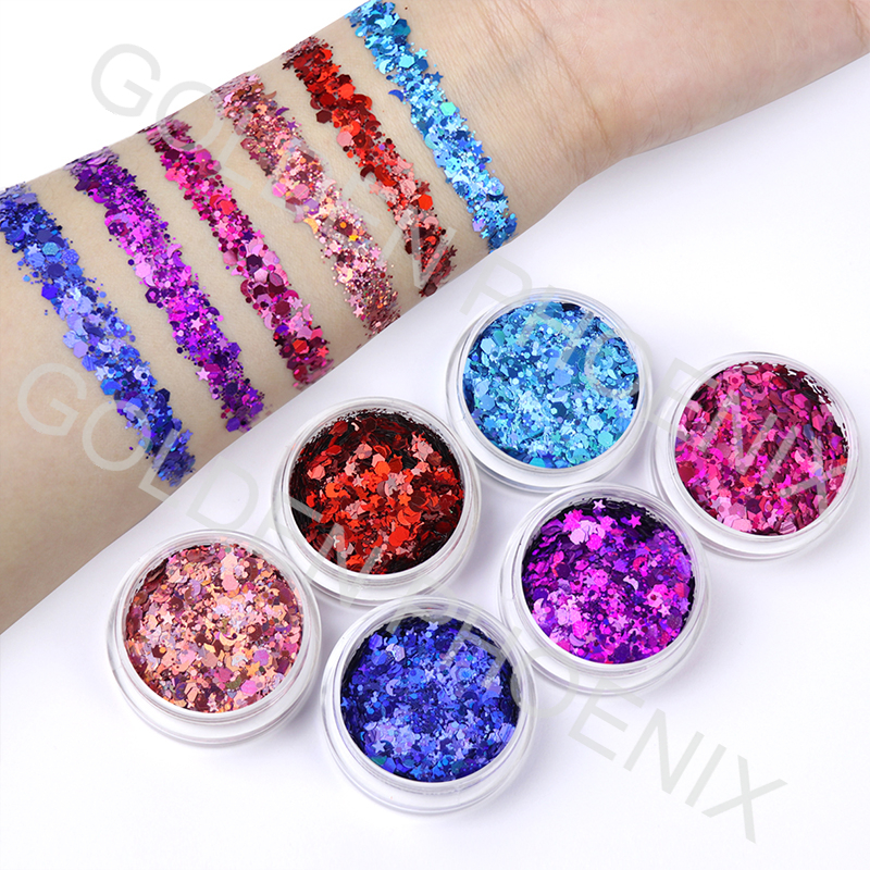 Cosmetic Grade Holographic laser color Chunky Glitter for Face Eyes and Hair Makeup