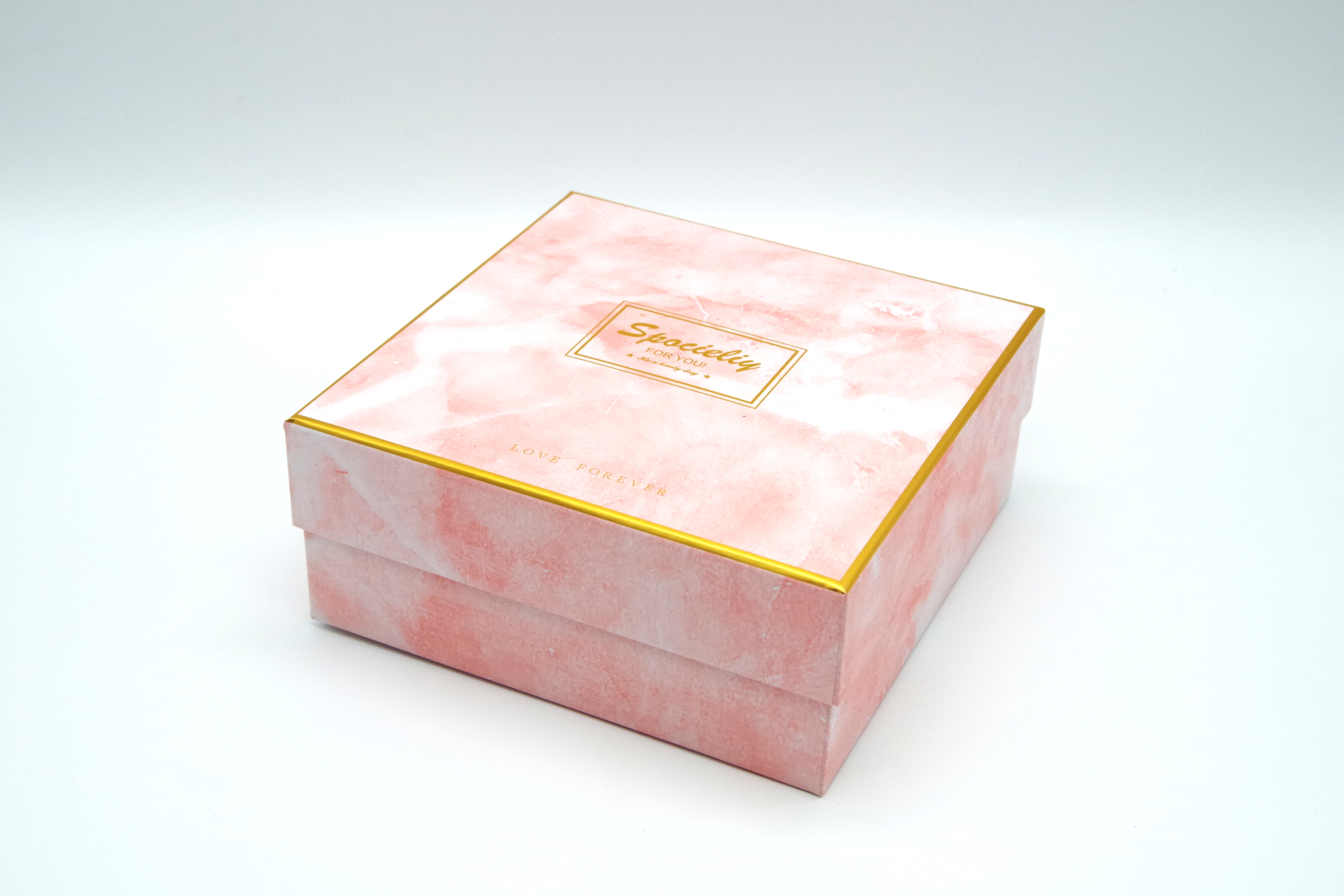 Pink marbling lid and base box candy packaging box