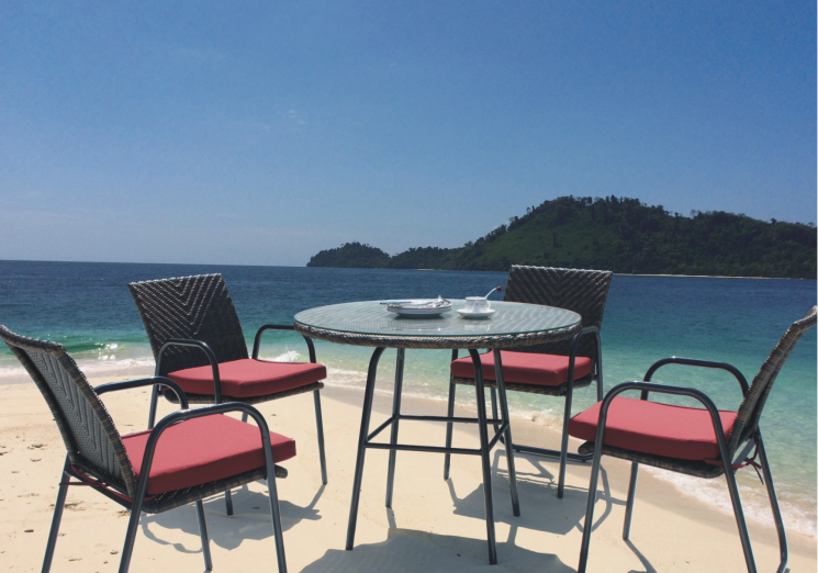 woven wicker outdoor table