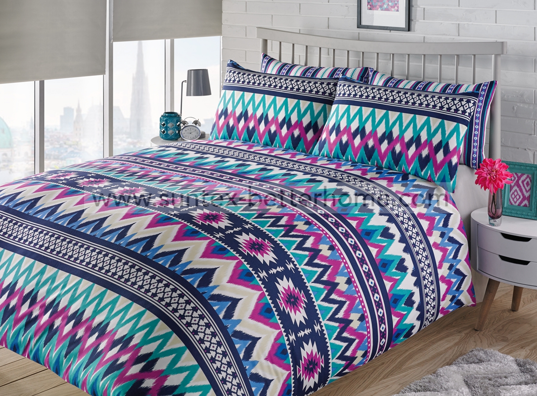 70gsm 100%Polyester Microfiber Fabric Printed Duvet Cover Set Bedding Set