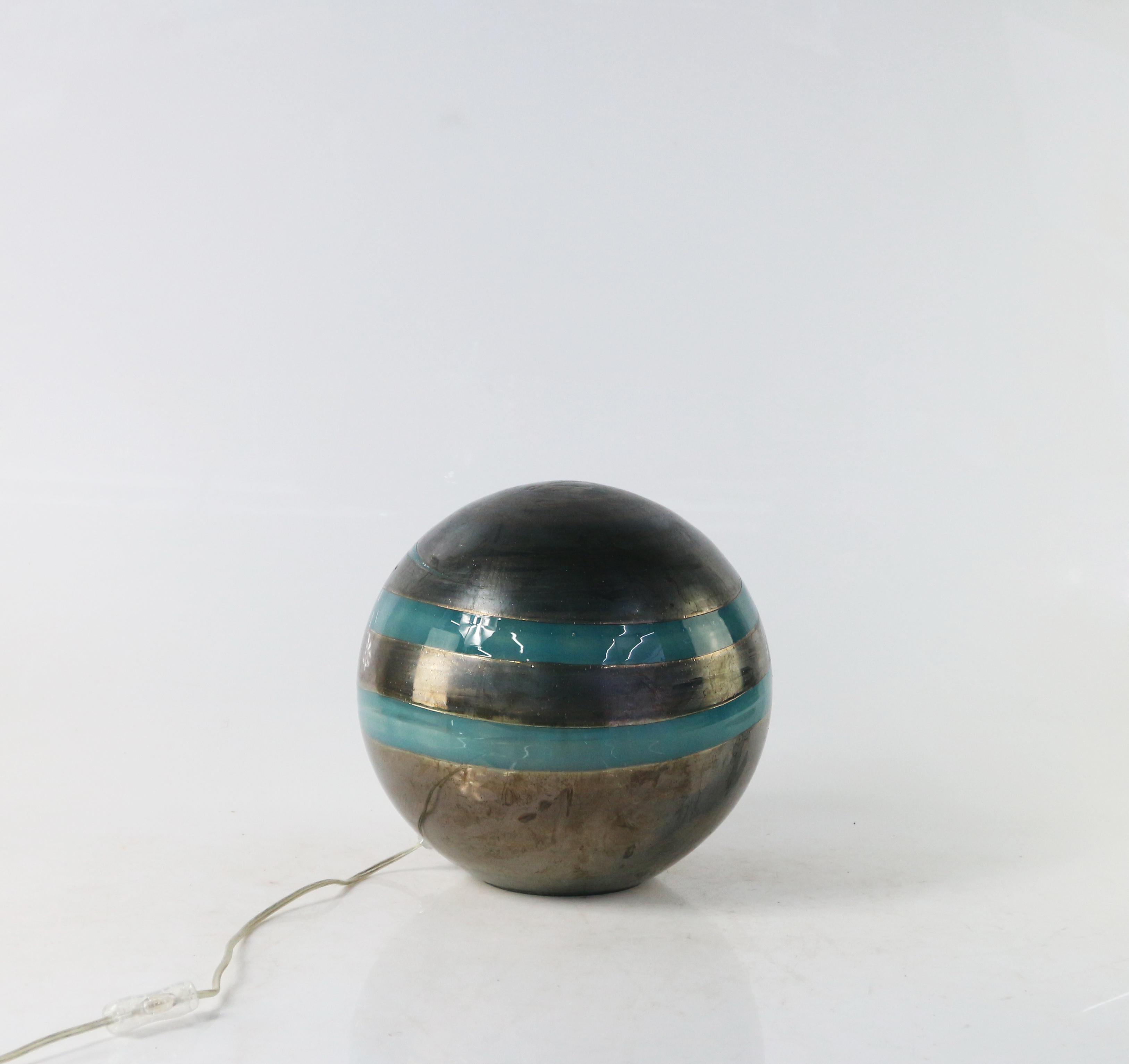 Handmade blown colored glass ball lamp