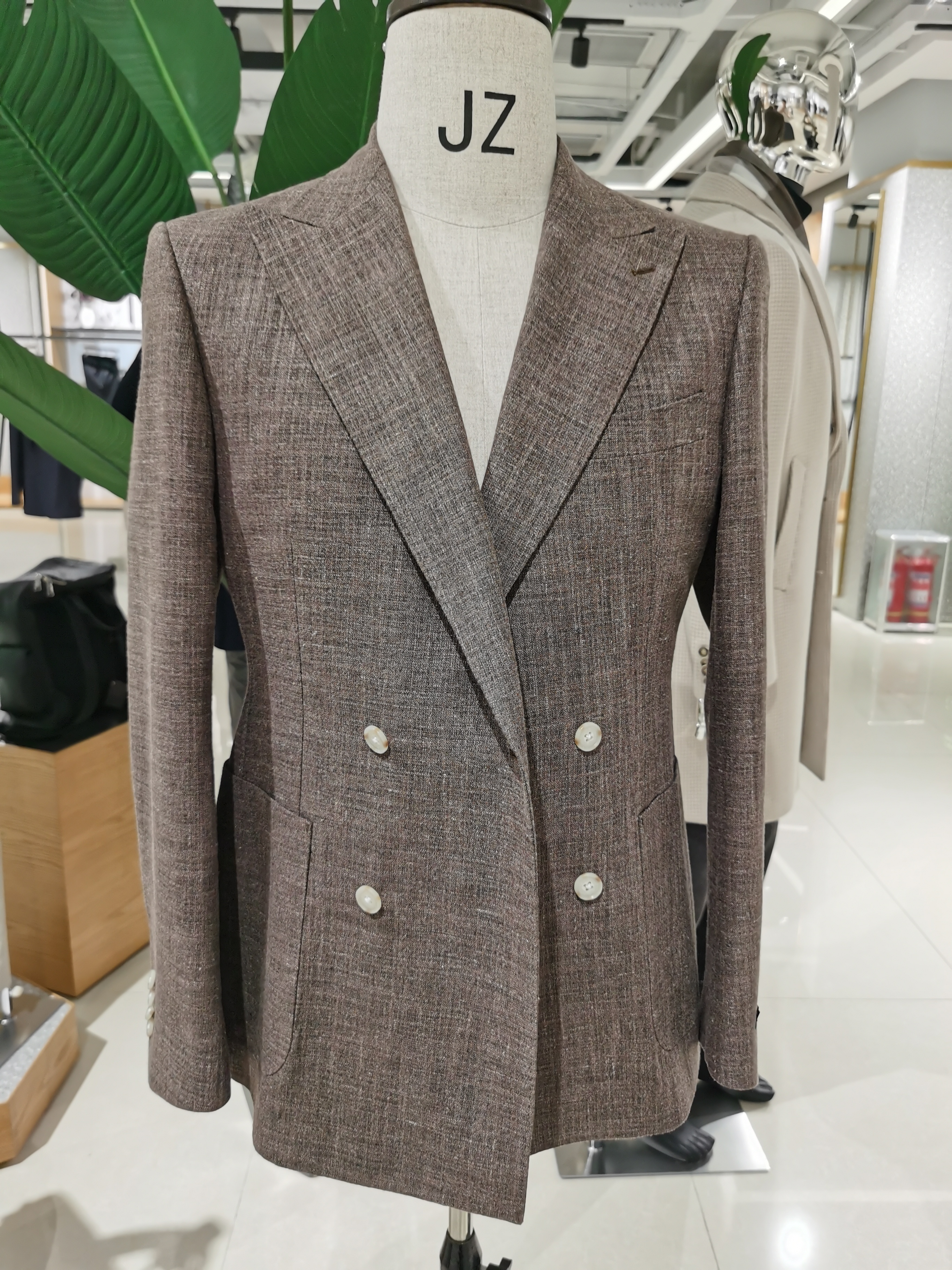 Linen/Cotton Men 's Woven Blazer