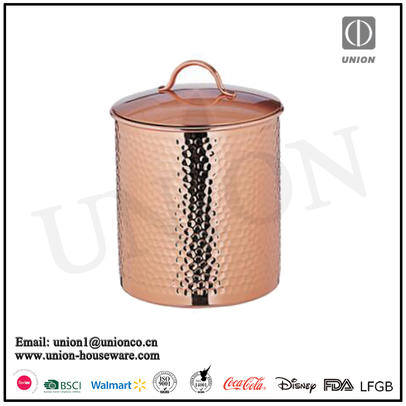 Premium Stainless Steel Copper Plated 4L Large Ice Bucket With Cover Hammered Finish