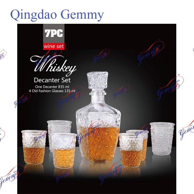 7PCS Whisky Glass bottle + Wine Cup set