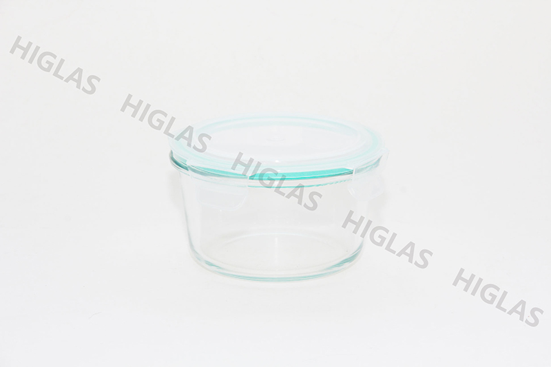 1.1l/0.8l Round Borosilicate Glass High Food Container With Deeper Pp Lid