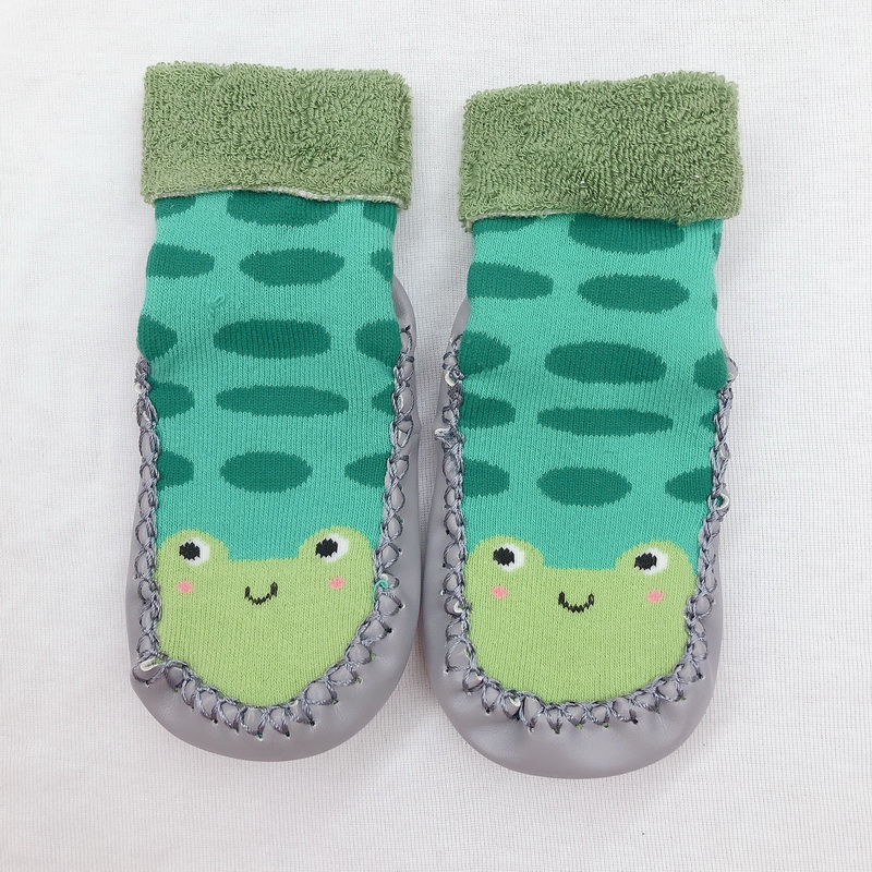 Baby boys acquard full terry inside hoem socks with PU sole